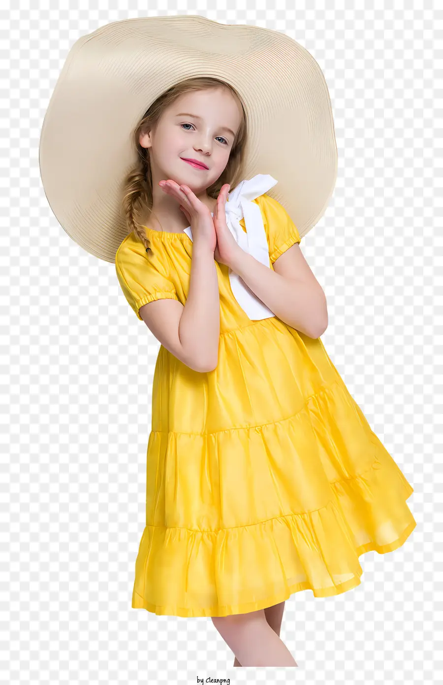 Fille，Robe Jaune PNG