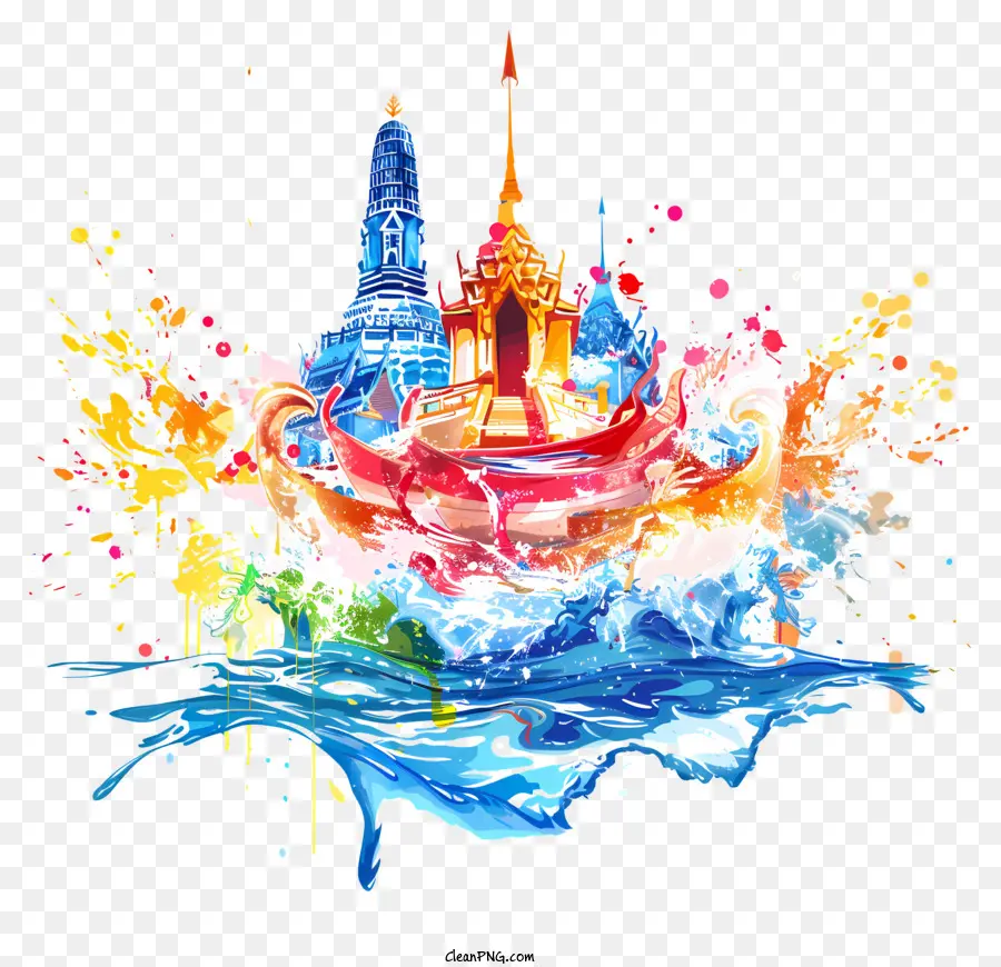 Songkran，Peinture à L'aquarelle PNG