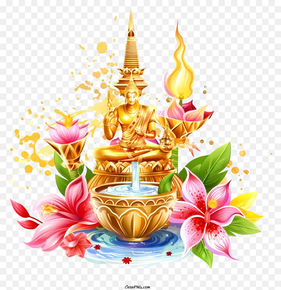Songkran，Statue De Bouddha PNG