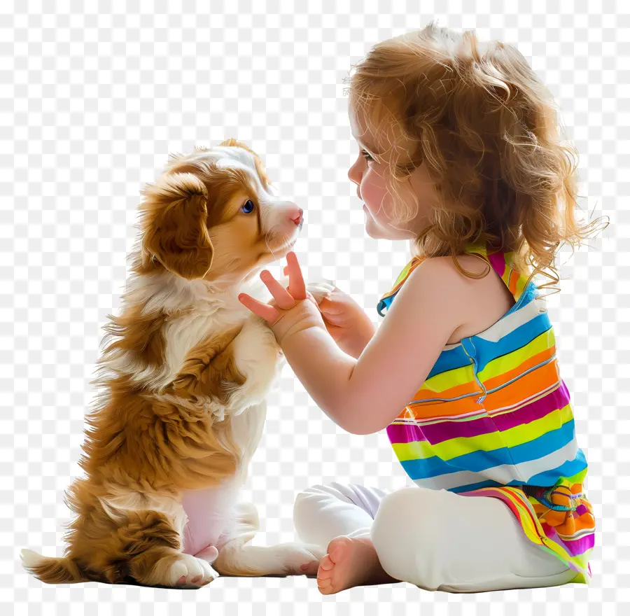 Enfant Et Animal De Compagnie，Enfant Et Chiot PNG