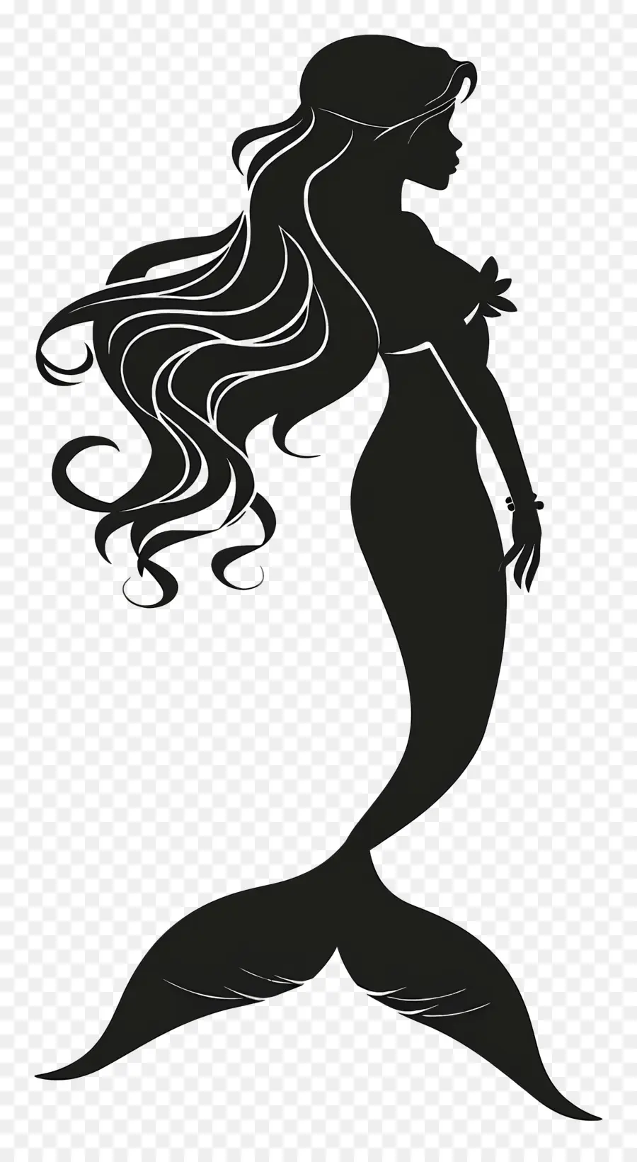 La Silhouette De Sirène，Les Cheveux Longs PNG
