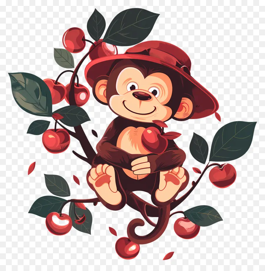 Georges Le Curieux，Singe Aux Cerises PNG