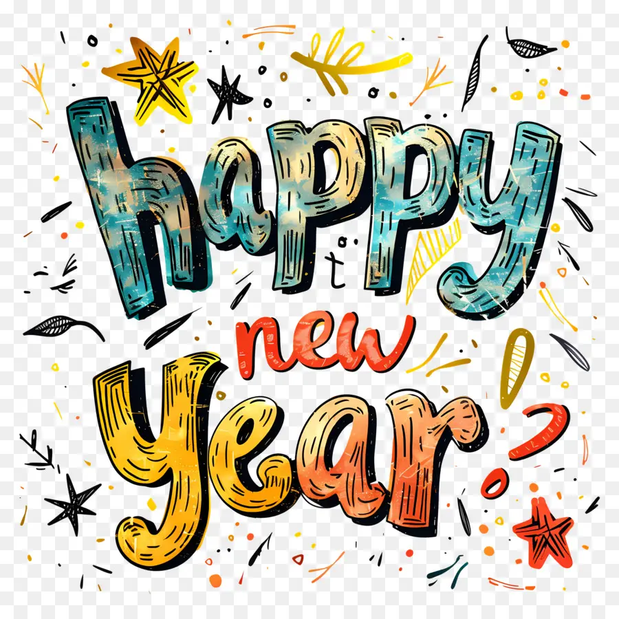 Bonne Et Heureuse Année，Handdrawn PNG