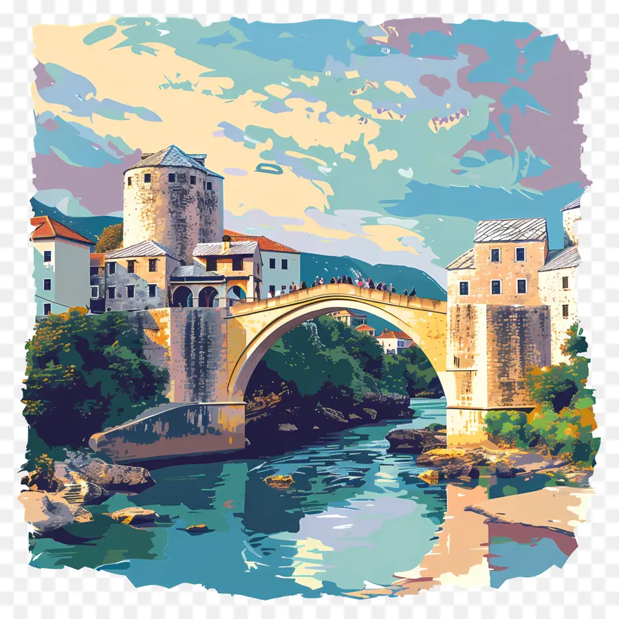 Old Bridge Mostar，Pont PNG