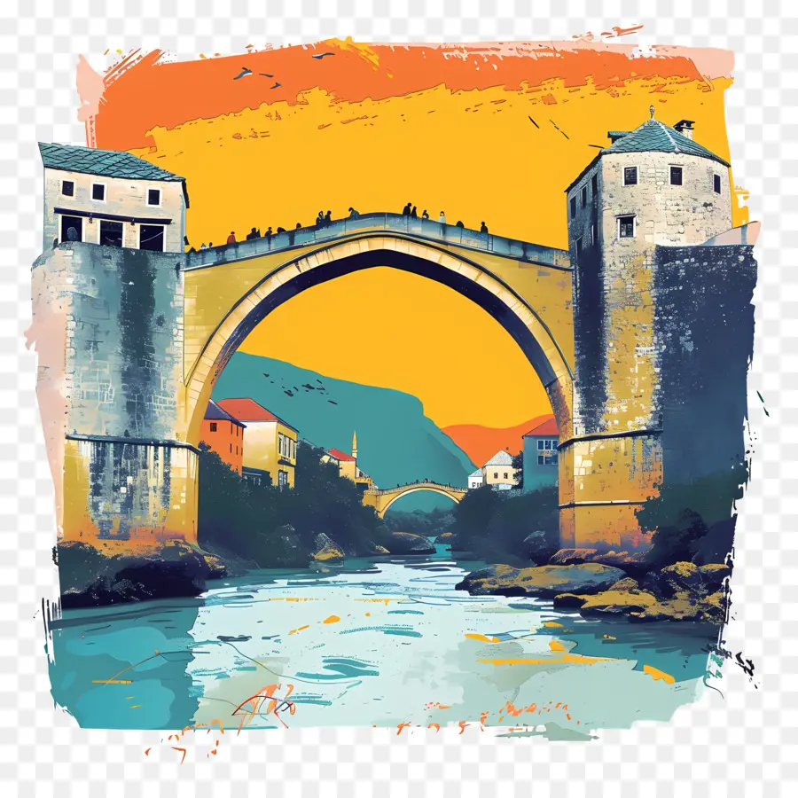 Old Bridge Mostar，Pont De Pierre PNG