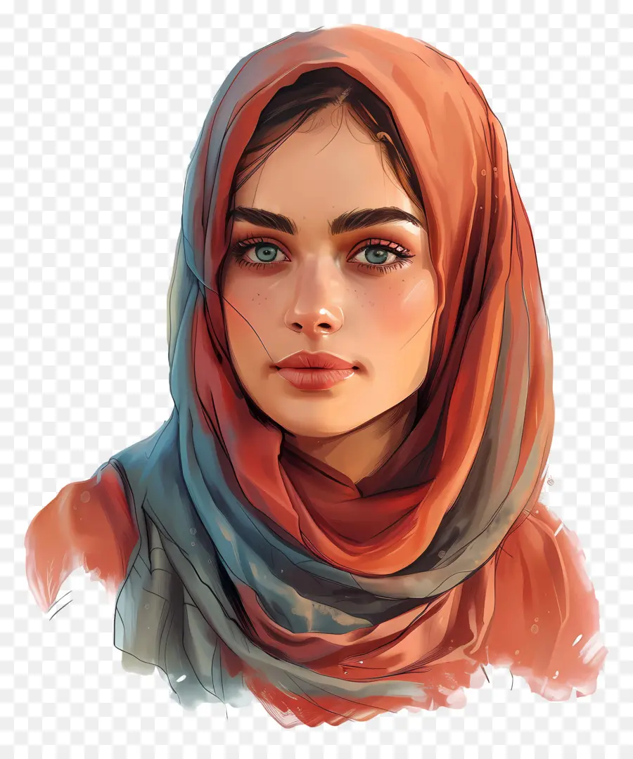Le Hijab De La Femme，Cheveux Longs Et Bouclés PNG