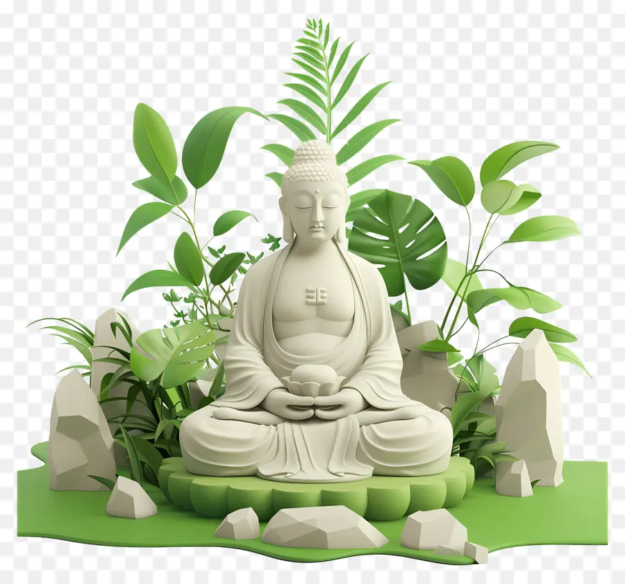 Journée De Méditation De Jardin，Statue De Bouddha PNG