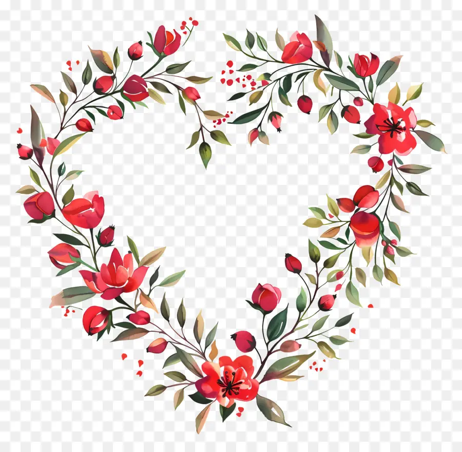 Couronne Florale Coeur，Rose Coeur PNG