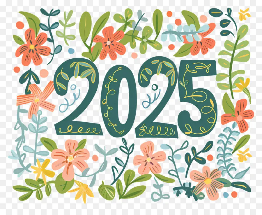 Nouvel An 2024，Cadre Floral PNG