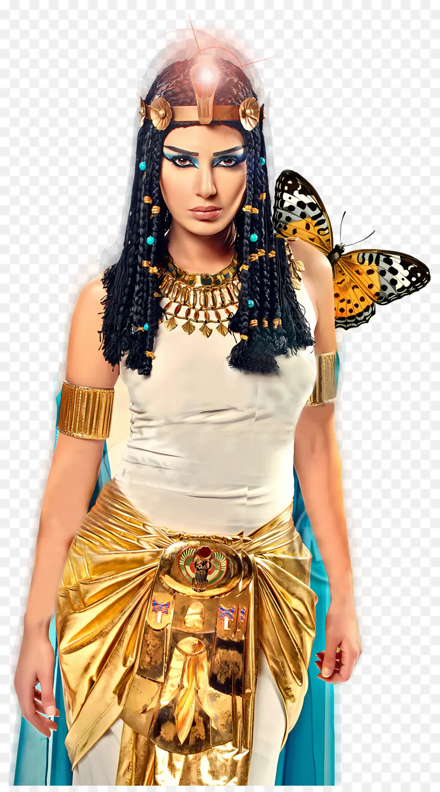 L'egypte，Costume Or Et Blanc PNG