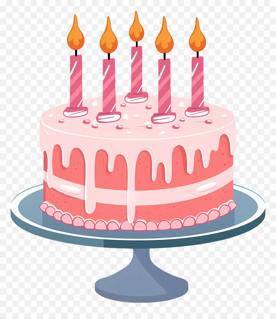 Gâteau D'anniversaire，Bougies Roses PNG