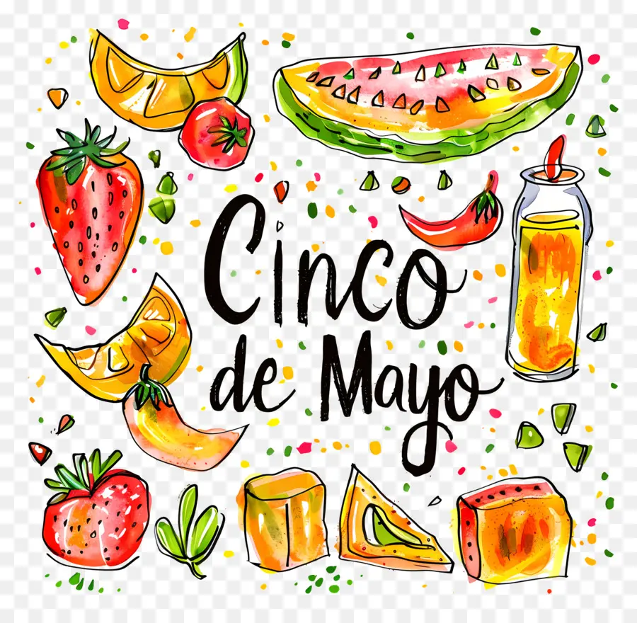 Cinco De Mayo，Texte De Cinco De Mayo Avec De La Nourriture PNG