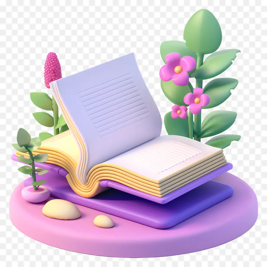 Livre Ouvert，Fleurs PNG