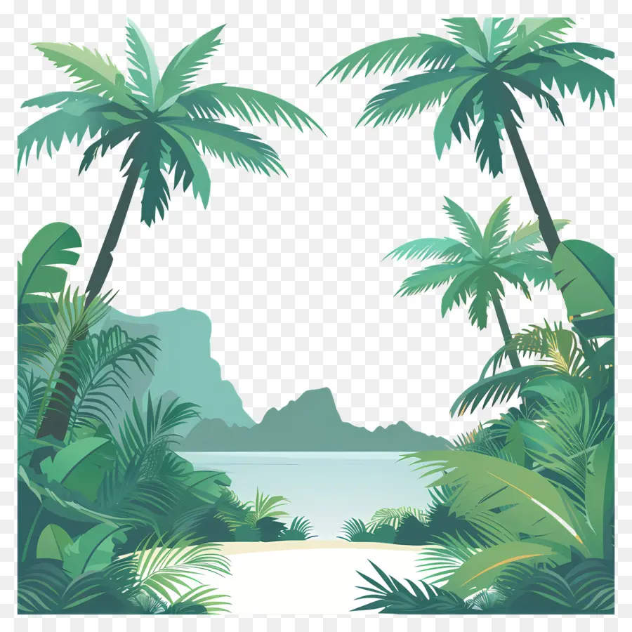 Palmiers De Plage，Paradis Tropical PNG