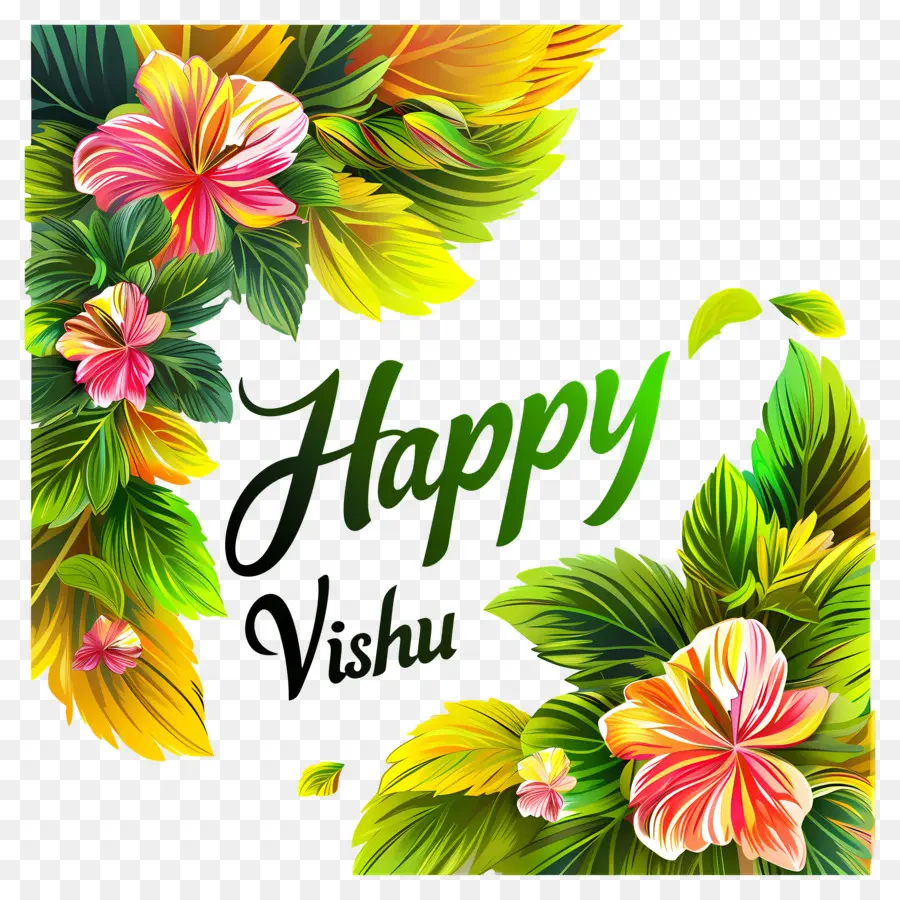 Heureux Vishu，Cadre Floral PNG