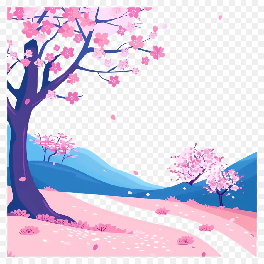 Fond De Printemps，Cerisiers En Fleurs PNG