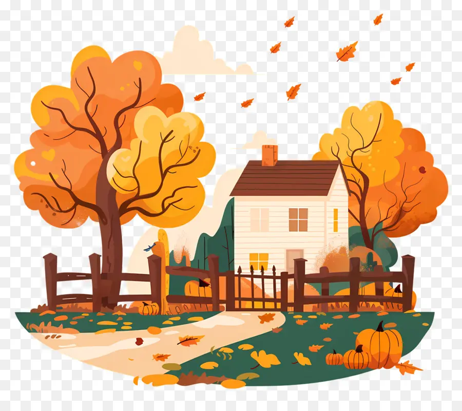 Maison D'automne，Arbres PNG