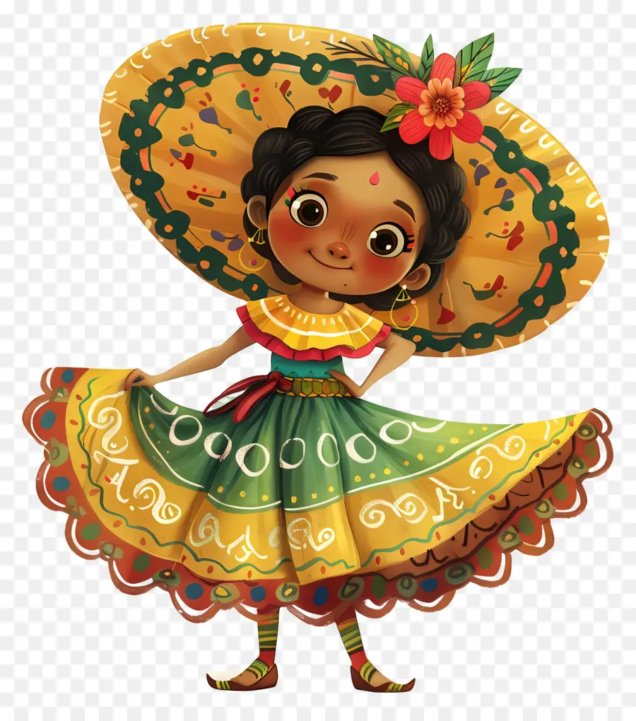 Cinco De Mayo，Fille En Robe Traditionnelle Mexicaine PNG