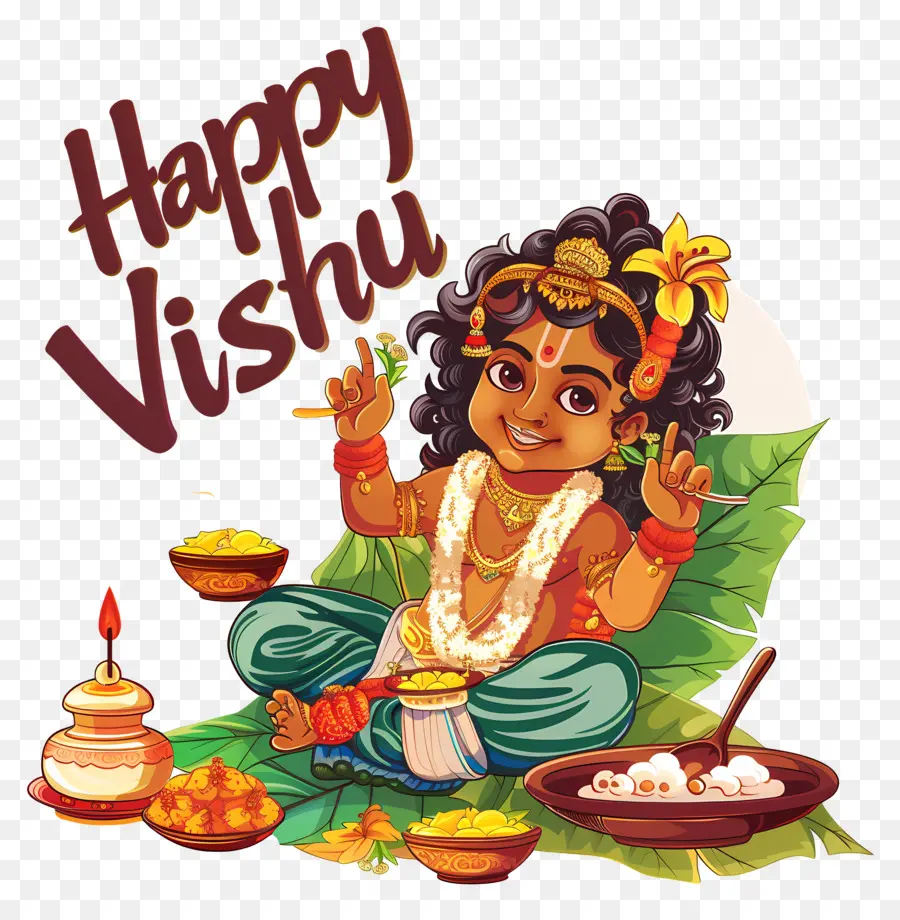 Heureux Vishu，Le Seigneur Krishna PNG