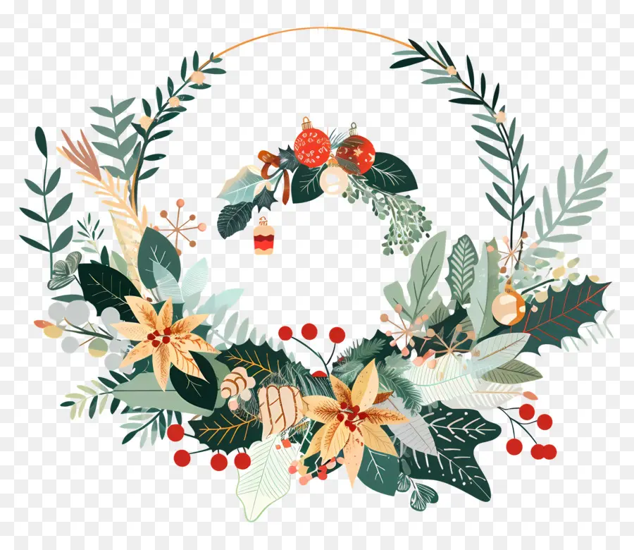 Couronne De Noël，Couronne Florale PNG