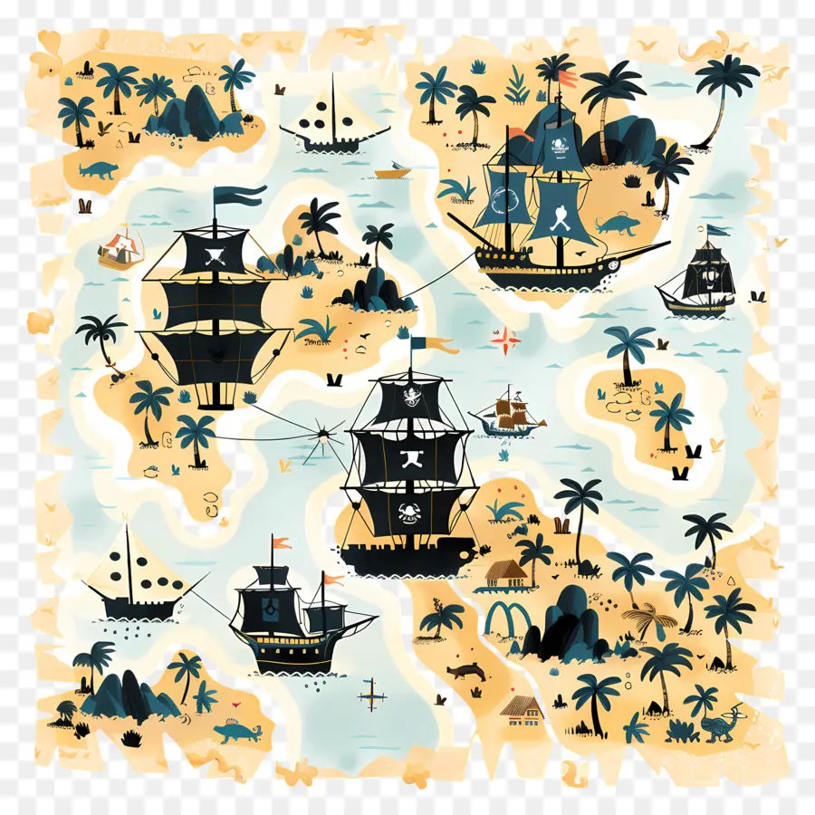 Carte Au Trésor，Navires Pirates PNG