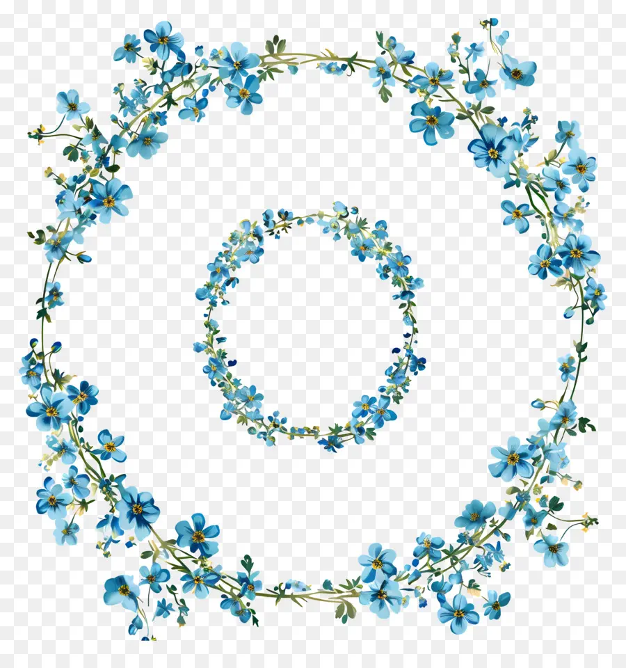 Fleur De Cadre，Bleu Couronne De Fleurs PNG