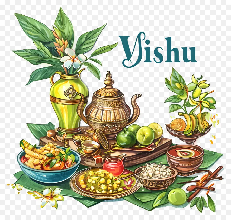 Heureux Vishu，Légumes PNG