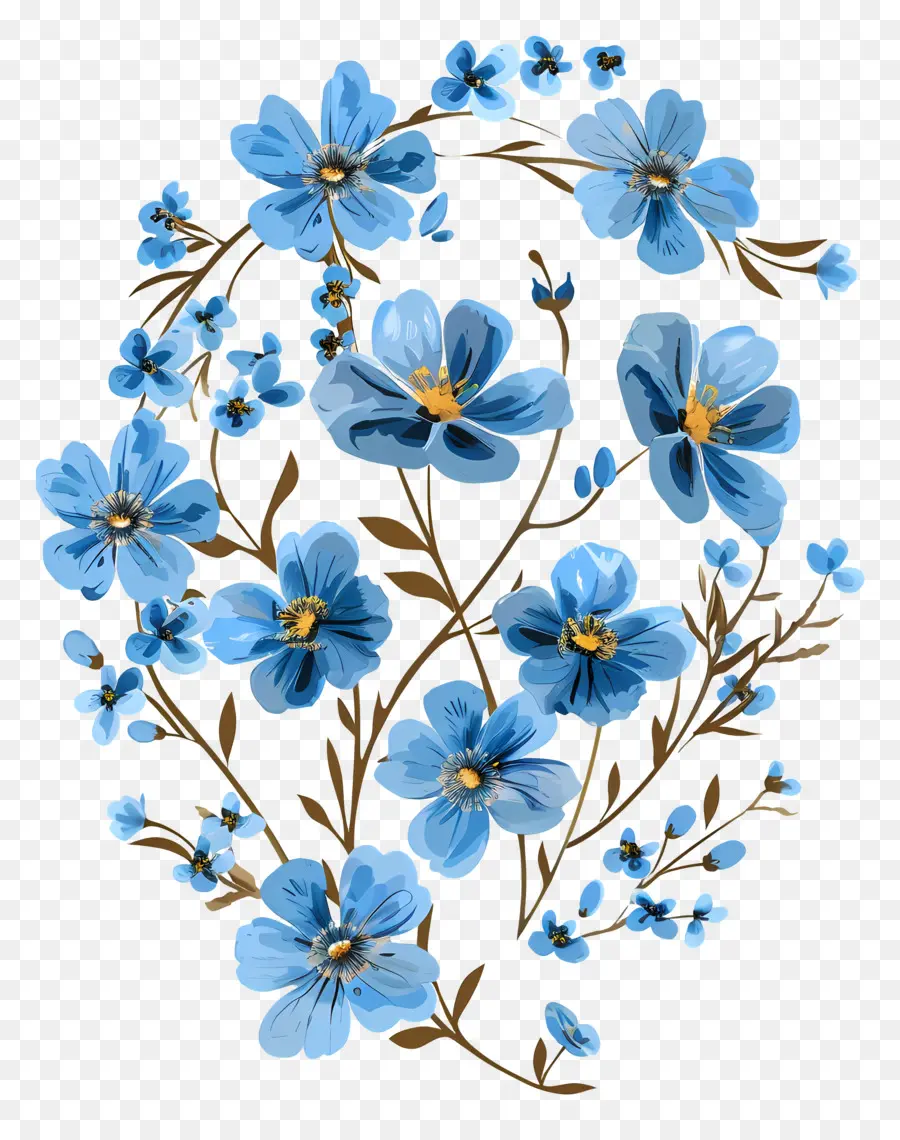 Fleurs Bleues，Arrangement Floral Bleu PNG