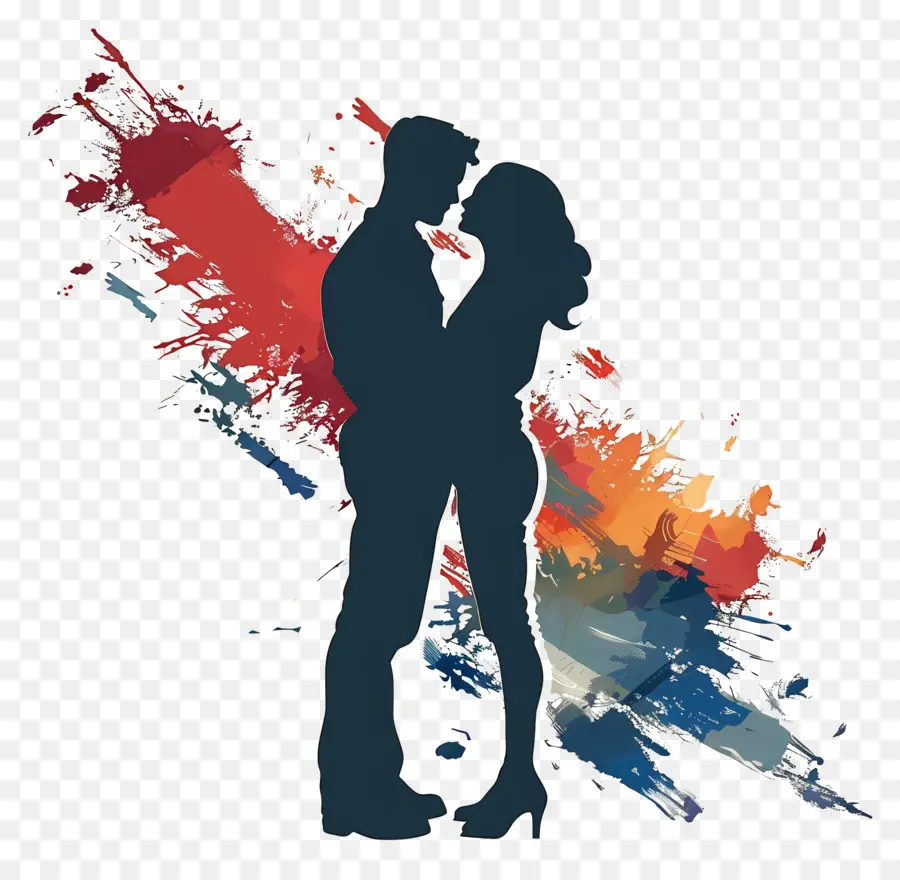 Art Abstrait，Couple Silhouette PNG