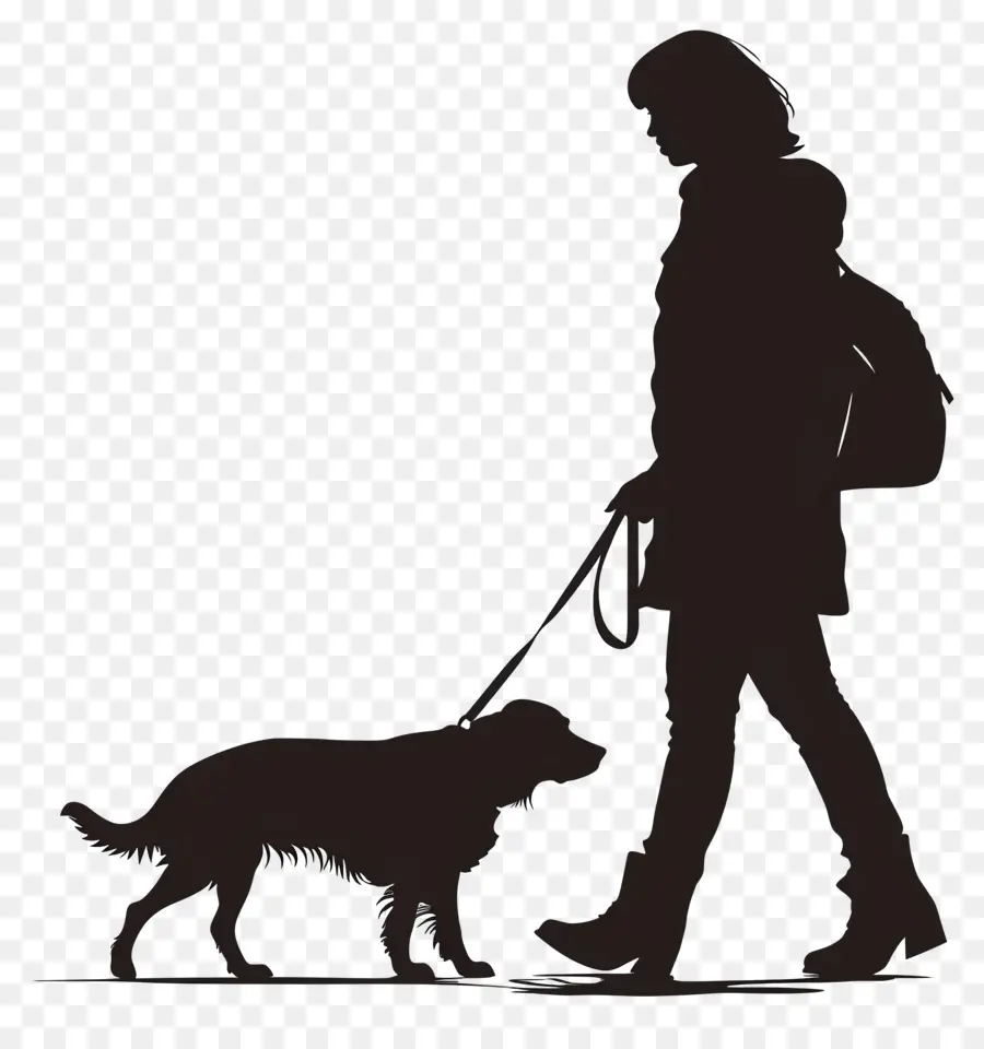 Chien Silhouette，Femme Dog Walking PNG