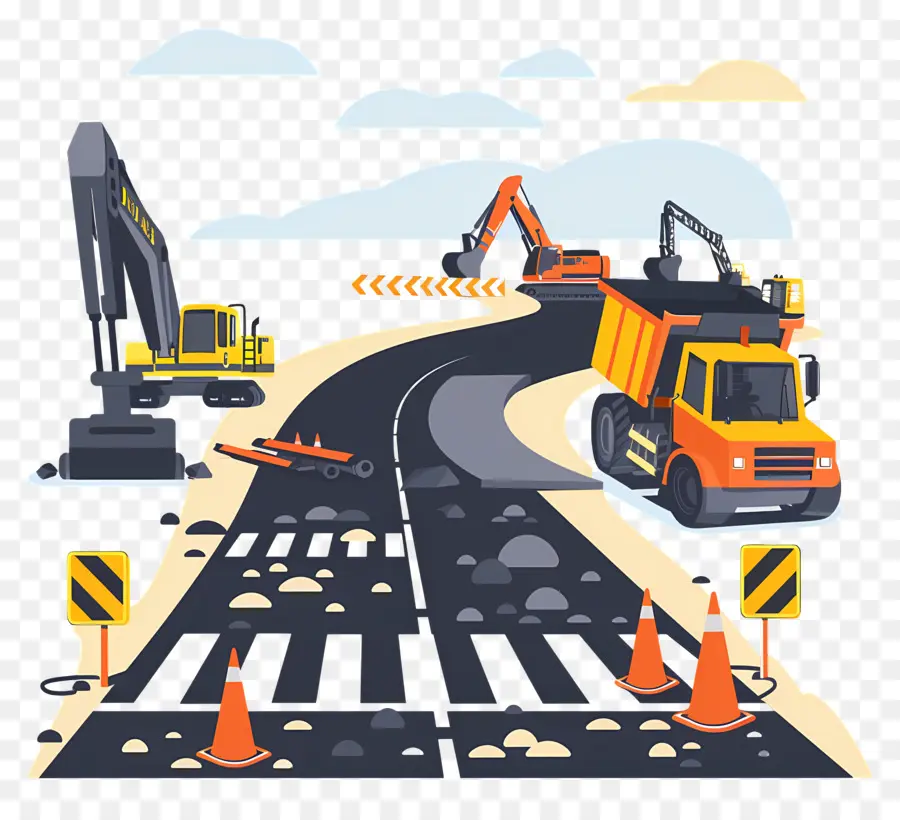 Construction De Routes，Chantier De Construction PNG