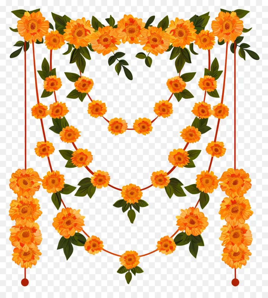 Marigold Toran，Fleurs Pendantes PNG