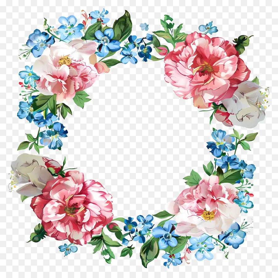 Couronne Florale Ronde，Les Roses Roses PNG