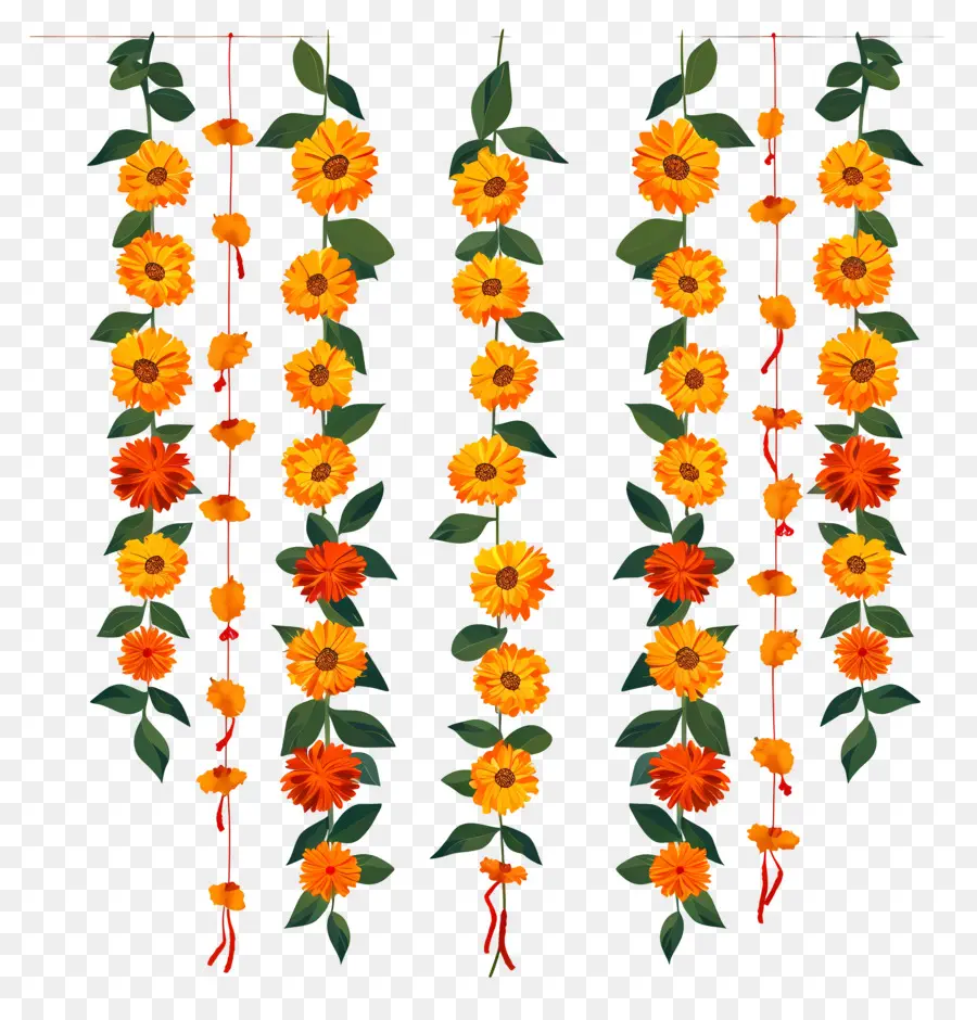 Marigold Toran，Des Fleurs D'orange PNG