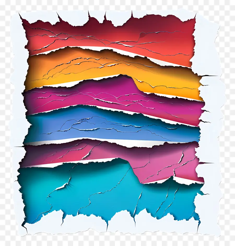 Papier Déchiré，Coloré Rayures PNG
