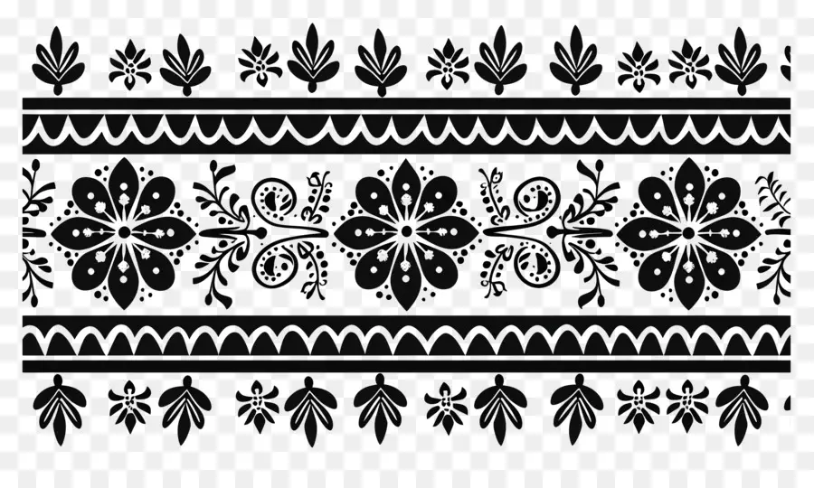 Ligne Noire，Motif Floral PNG