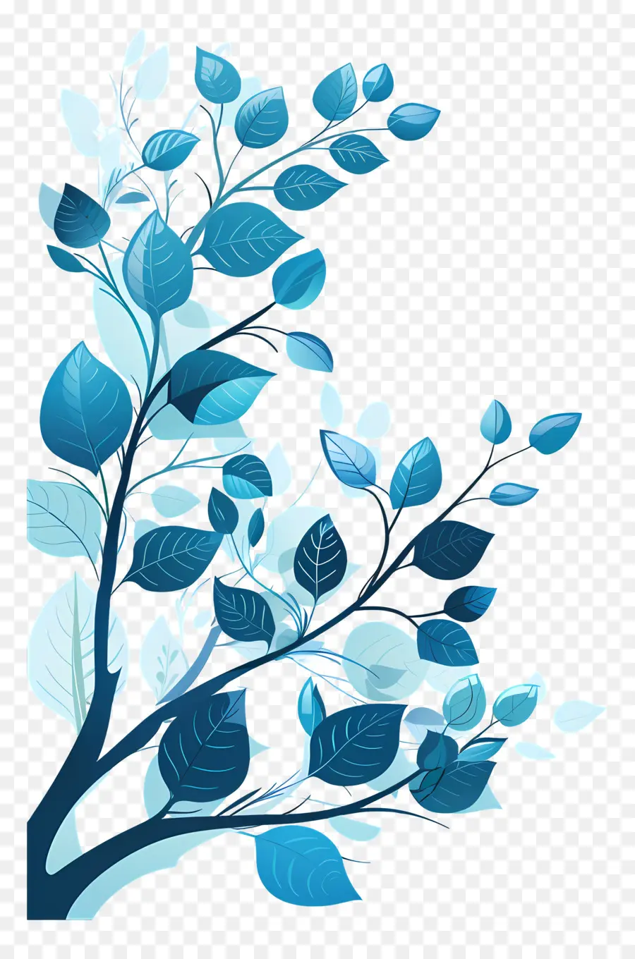 Coin，Feuilles Bleues PNG