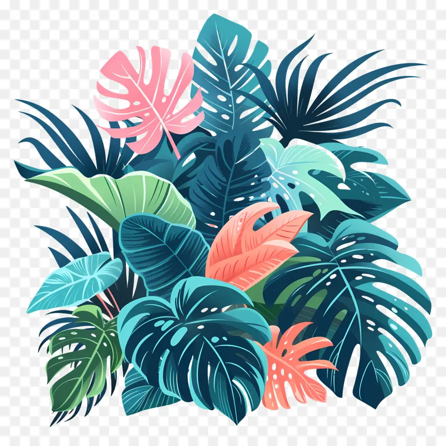 Plantes Luxuriantes，Feuilles Tropicales PNG