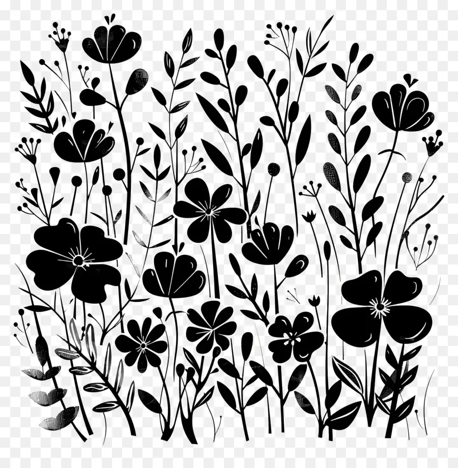 Fleurs Silhouette，Les Plantes PNG