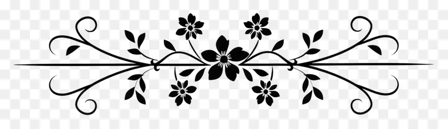 Ligne Noire，Design Floral PNG