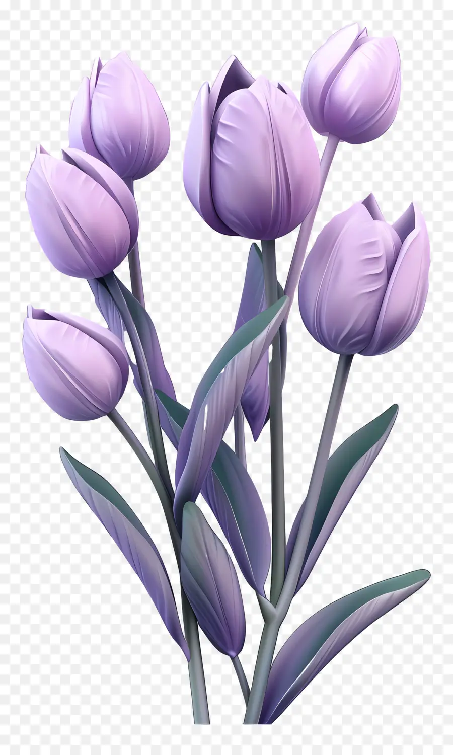 Violet Tulipes，Bouquet De Fleurs PNG