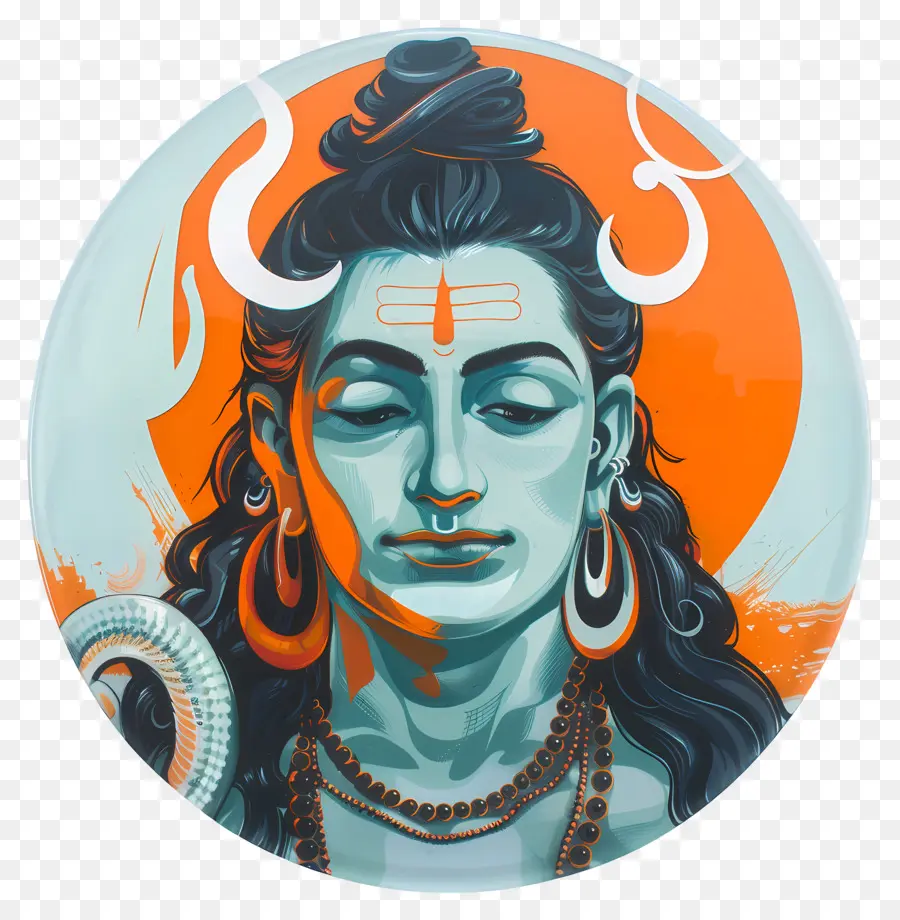 Shiva，Shiva Avec Fond Orange PNG