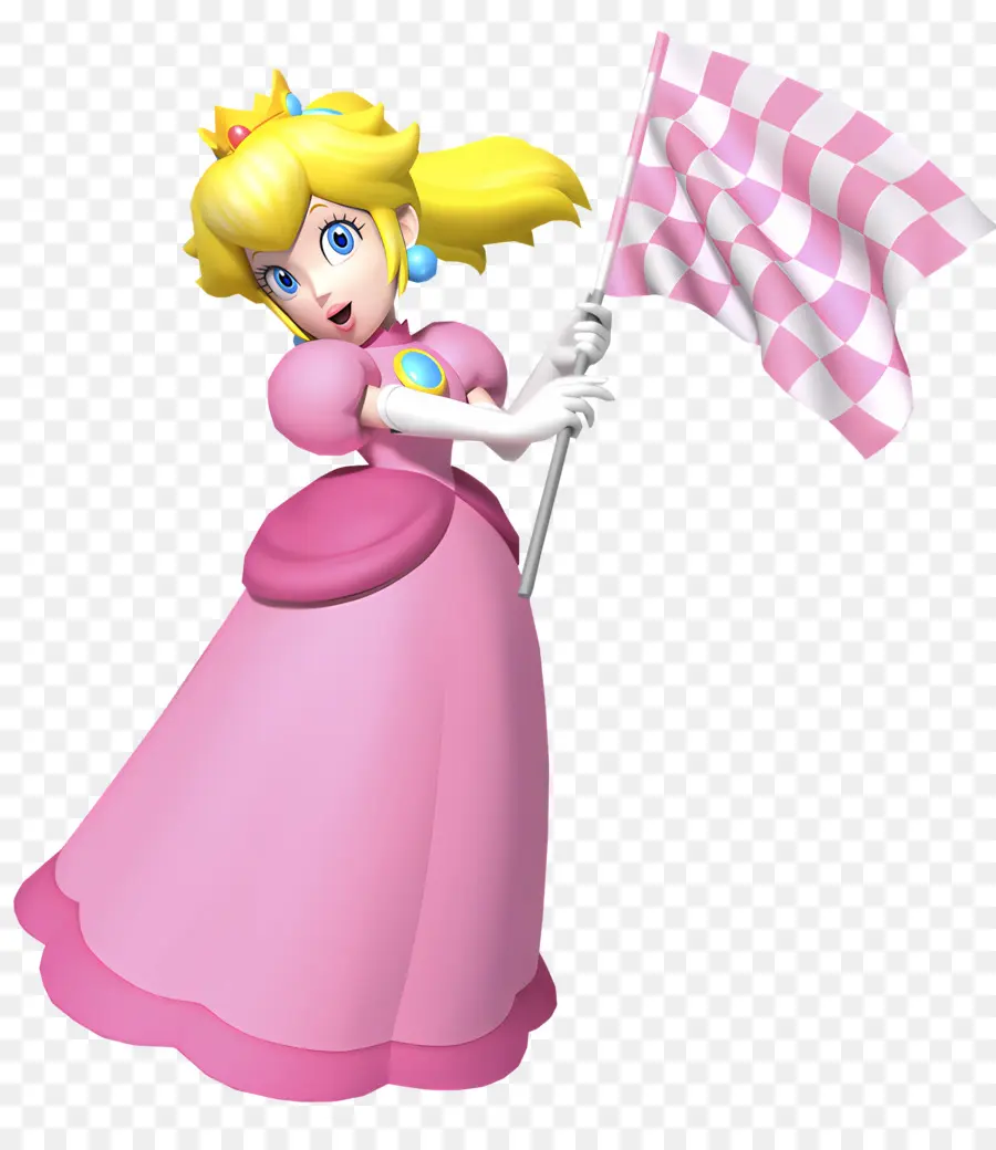 Courses，Princesse Peach Avec Drapeau PNG