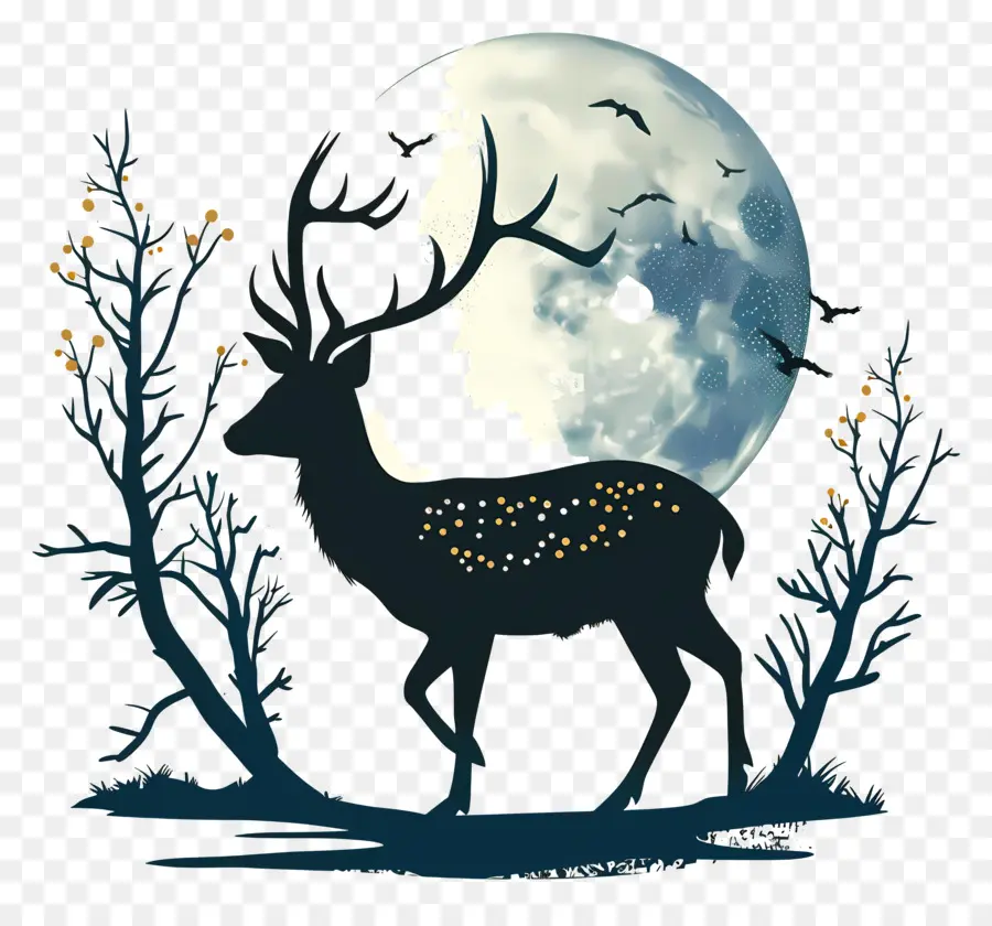 Silhouette De Cerf，Cerf PNG