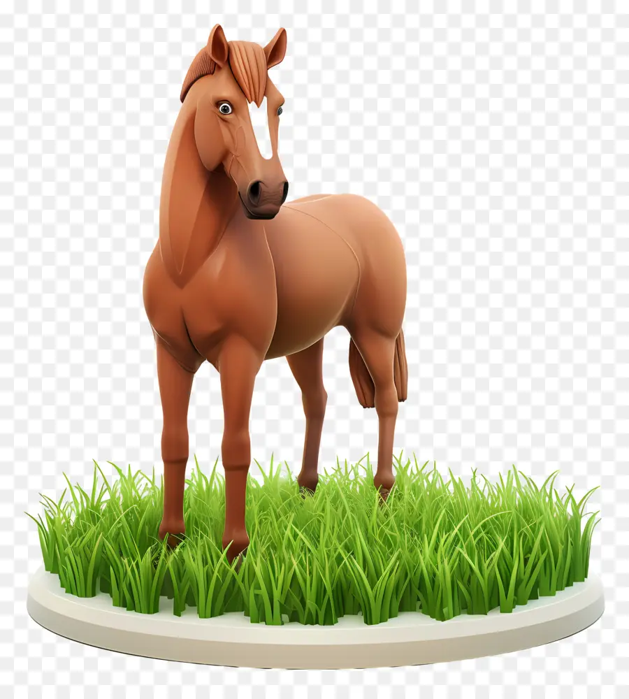 Cheval Brun，Herbe PNG