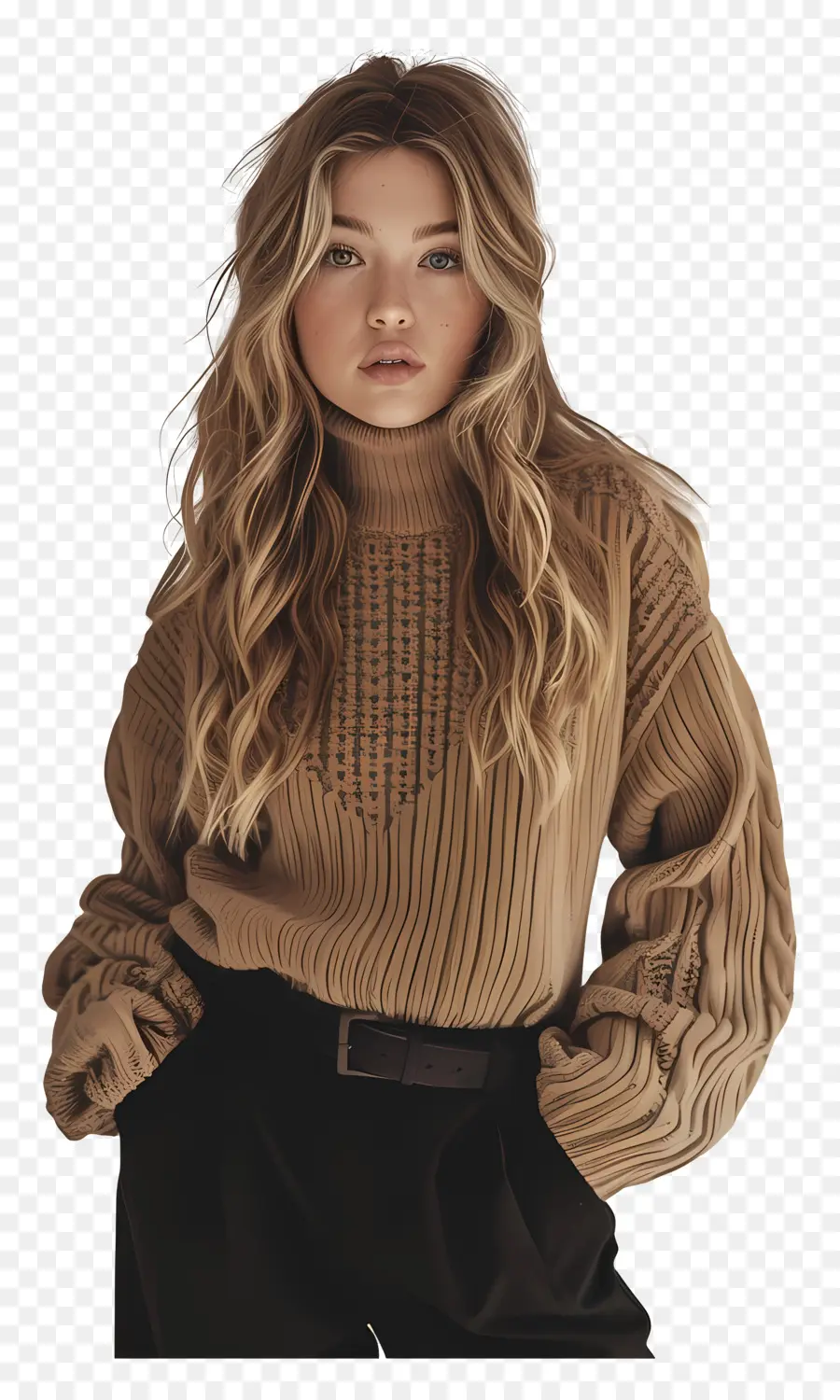 Sydney Sweeney，Pull Beige PNG