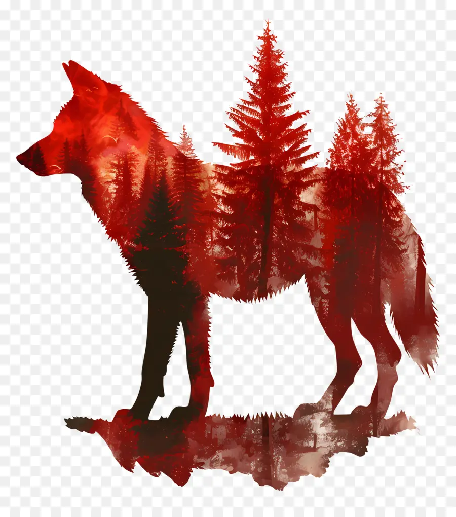Loup Silhouette，Loup Rouge PNG
