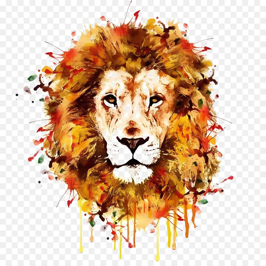 Le Logo De Lion，Peinture à L'aquarelle PNG