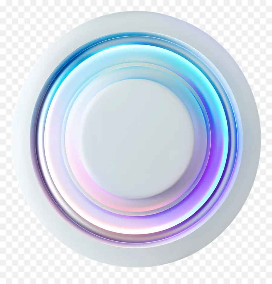 Bouton Circulaire Blanc，Lumières Bleues Et Violettes PNG