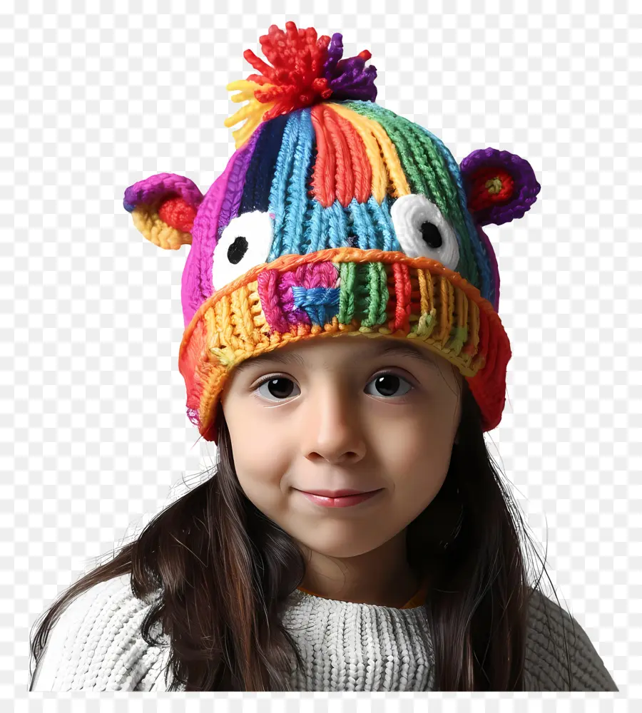 Bonnet En Tricot，Fille Avec Un Chapeau De Licorne PNG